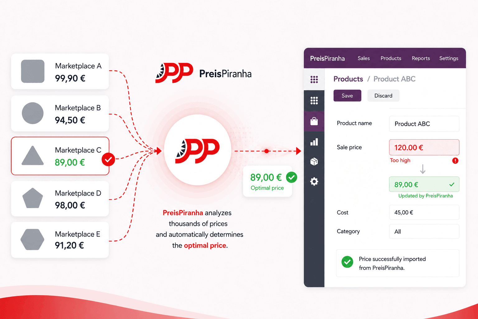 Marktpreise fließen über PreisPiranha in Odoo ein und aktualisieren den Verkaufspreis